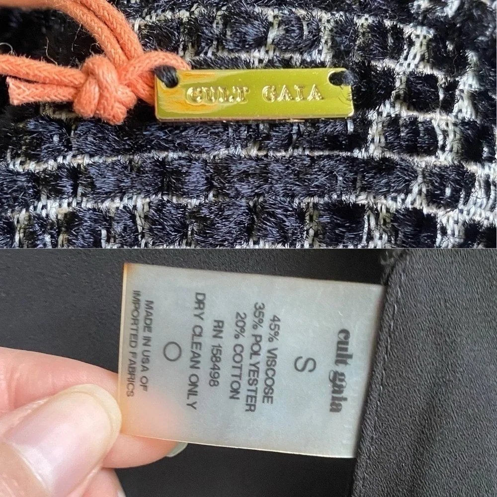 Cult Gaia Aya Matelassé Velvet Open-Back Coat Belted Long Black Size Small NWT - Picture 8 of 11